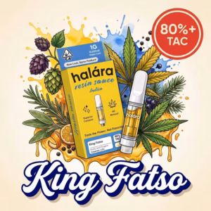Halara King Fatso Live Resin Sauce Cartridge 1G 88% THC Indica vape